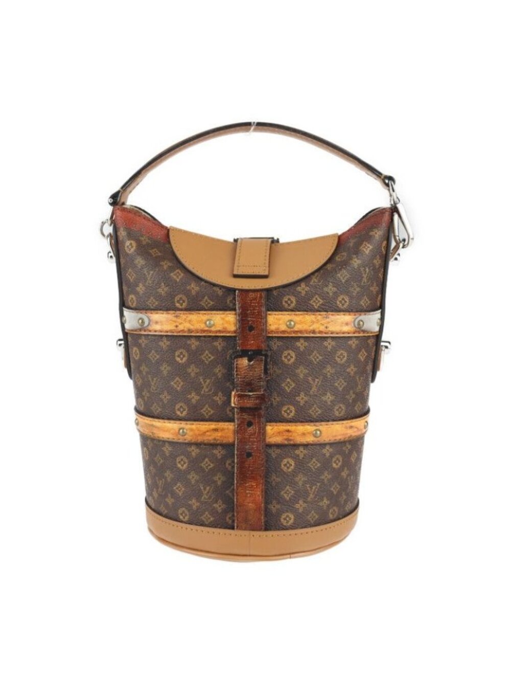 Louis Vuitton Duffle Bag Handbag Transformed Monogram Brown Silver - Picture 3 of 10